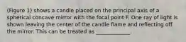 (Figure 1) shows a candle placed on the principal axis of a spherical concave mirror with the focal point F. One ray of light is shown leaving the center of the candle flame and reflecting off the mirror. This can be treated as _____________.