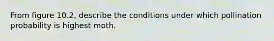 From figure 10.2, describe the conditions under which pollination probability is highest moth.