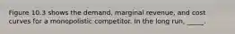 Figure 10.3 shows the demand, marginal revenue, and cost curves for a monopolistic competitor. In the long run, _____.