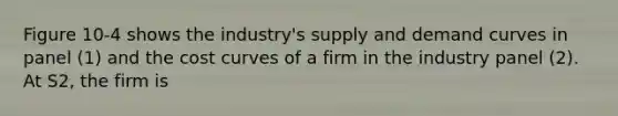 Figure 10-4 shows the industry's supply and demand curves in panel (1) and the cost curves of a firm in the industry panel (2). At S2, the firm is