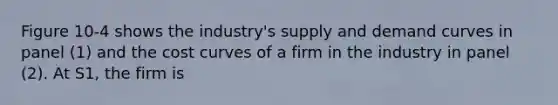 Figure 10-4 shows the industry's supply and demand curves in panel (1) and the cost curves of a firm in the industry in panel (2). At S1, the firm is