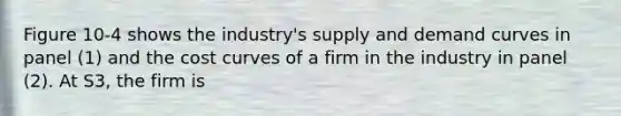 Figure 10-4 shows the industry's supply and demand curves in panel (1) and the cost curves of a firm in the industry in panel (2). At S3, the firm is