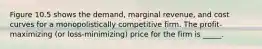 Figure 10.5 shows the demand, marginal revenue, and cost curves for a monopolistically competitive firm. The profit-maximizing (or loss-minimizing) price for the firm is _____.