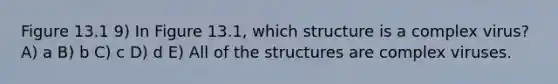 Figure 13.1 9) In Figure 13.1, which structure is a complex virus? A) a B) b C) c D) d E) All of the structures are complex viruses.