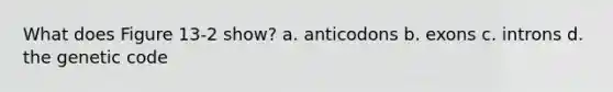 What does Figure 13-2 show? a. anticodons b. exons c. introns d. the genetic code