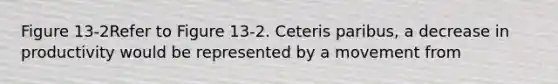 Figure 13-2Refer to Figure 13-2. Ceteris paribus, a decrease in productivity would be represented by a movement from