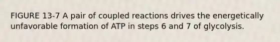 FIGURE 13-7 A pair of coupled reactions drives the energetically unfavorable formation of ATP in steps 6 and 7 of glycolysis.