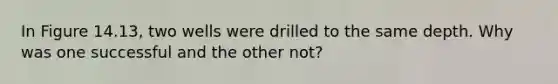 In Figure 14.13, two wells were drilled to the same depth. Why was one successful and the other not?