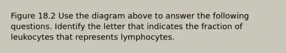 Figure 18.2 Use the diagram above to answer the following questions. Identify the letter that indicates the fraction of leukocytes that represents lymphocytes.