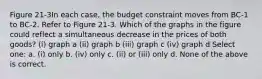 Figure 21-3In each case, the budget constraint moves from BC-1 to BC-2. Refer to Figure 21-3. Which of the graphs in the figure could reflect a simultaneous decrease in the prices of both goods? (i) graph a (ii) graph b (iii) graph c (iv) graph d Select one: a. (i) only b. (iv) only c. (ii) or (iii) only d. None of the above is correct.