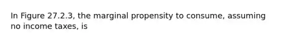 In Figure 27.2.3, the marginal propensity to consume, assuming no income taxes, is