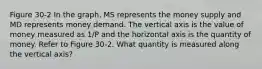 Figure 30-2 In the graph, MS represents the money supply and MD represents money demand. The vertical axis is the value of money measured as 1/P and the horizontal axis is the quantity of money. Refer to Figure 30-2. What quantity is measured along the vertical axis?