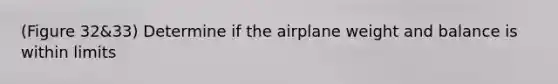 (Figure 32&33) Determine if the airplane weight and balance is within limits