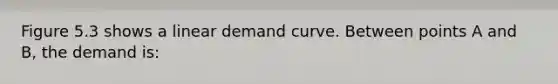 Figure 5.3 shows a linear demand curve. Between points A and B, the demand is: