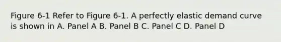 Figure 6-1 Refer to Figure 6-1. A perfectly elastic demand curve is shown in A. Panel A B. Panel B C. Panel C D. Panel D