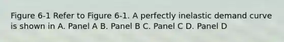 Figure 6-1 Refer to Figure 6-1. A perfectly inelastic demand curve is shown in A. Panel A B. Panel B C. Panel C D. Panel D