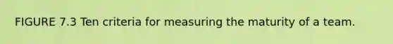 FIGURE 7.3 Ten criteria for measuring the maturity of a team.