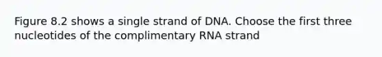 Figure 8.2 shows a single strand of DNA. Choose the first three nucleotides of the complimentary RNA strand