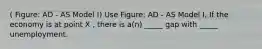 ( Figure: AD - AS Model I) Use Figure: AD - AS Model I. If the economy is at point X , there is a(n) _____ gap with _____ unemployment.