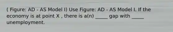 ( Figure: AD - AS Model I) Use Figure: AD - AS Model I. If the economy is at point X , there is a(n) _____ gap with _____ unemployment.