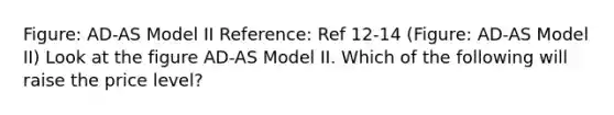 Figure: AD-AS Model II Reference: Ref 12-14 (Figure: AD-AS Model II) Look at the figure AD-AS Model II. Which of the following will raise the price level?