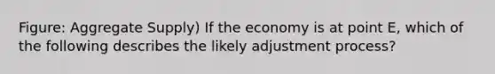 Figure: Aggregate Supply) If the economy is at point E, which of the following describes the likely adjustment process?