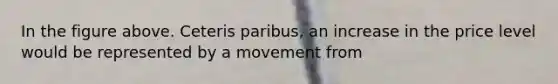 In the figure above. Ceteris paribus, an increase in the price level would be represented by a movement from