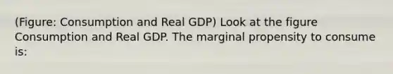 (Figure: Consumption and Real GDP) Look at the figure Consumption and Real GDP. The marginal propensity to consume is: