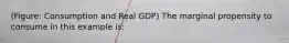 (Figure: Consumption and Real GDP) The marginal propensity to consume in this example is: