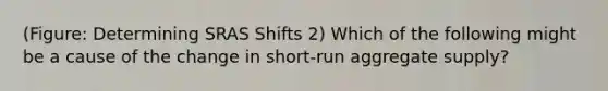 (Figure: Determining SRAS Shifts 2) Which of the following might be a cause of the change in short-run aggregate supply?