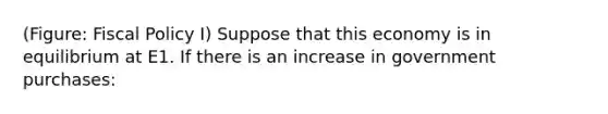 (Figure: Fiscal Policy I) Suppose that this economy is in equilibrium at E1. If there is an increase in government purchases: