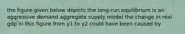 the figure given below depicts the long-run equilibrium is an aggressive demand aggregate supply model the change in real gdp in this figure from y1 to y2 could have been caused by