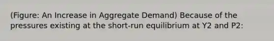 (Figure: An Increase in Aggregate Demand) Because of the pressures existing at the short-run equilibrium at Y2 and P2: