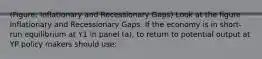 (Figure: Inflationary and Recessionary Gaps) Look at the figure Inflationary and Recessionary Gaps. If the economy is in short-run equilibrium at Y1 in panel (a), to return to potential output at YP policy makers should use: