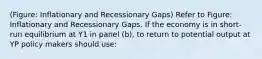 (Figure: Inflationary and Recessionary Gaps) Refer to Figure: Inflationary and Recessionary Gaps. If the economy is in short-run equilibrium at Y1 in panel (b), to return to potential output at YP policy makers should use: