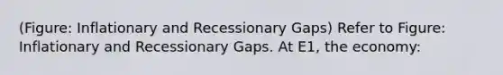 (Figure: Inflationary and Recessionary Gaps) Refer to Figure: Inflationary and Recessionary Gaps. At E1, the economy: