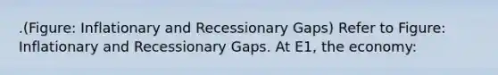 .(Figure: Inflationary and Recessionary Gaps) Refer to Figure: Inflationary and Recessionary Gaps. At E1, the economy: