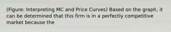 (Figure: Interpreting MC and Price Curves) Based on the graph, it can be determined that this firm is in a perfectly competitive market because the