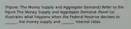 (Figure: The Money Supply and Aggregate Demand) Refer to the figure The Money Supply and Aggregate Demand. Panel (a) illustrates what happens when the Federal Reserve decides to _______ the money supply and _______ interest rates.