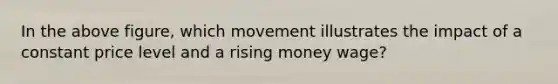 In the above figure, which movement illustrates the impact of a constant price level and a rising money wage?