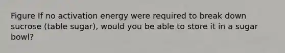 Figure If no activation energy were required to break down sucrose (table sugar), would you be able to store it in a sugar bowl?