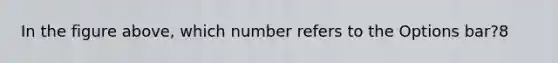 In the figure above, which number refers to the Options bar?8