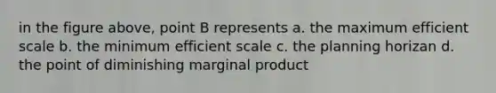 in the figure above, point B represents a. the maximum efficient scale b. the minimum efficient scale c. the planning horizan d. the point of diminishing marginal product