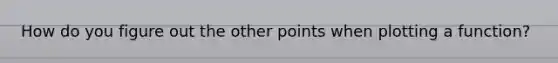 How do you figure out the other points when plotting a function?