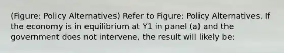 (Figure: Policy Alternatives) Refer to Figure: Policy Alternatives. If the economy is in equilibrium at Y1 in panel (a) and the government does not intervene, the result will likely be: