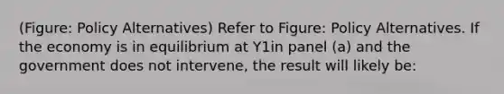 (Figure: Policy Alternatives) Refer to Figure: Policy Alternatives. If the economy is in equilibrium at Y1in panel (a) and the government does not intervene, the result will likely be: