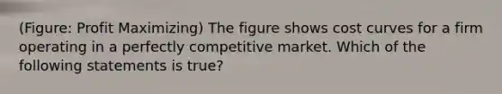 (Figure: Profit Maximizing) The figure shows cost curves for a firm operating in a perfectly competitive market. Which of the following statements is true?