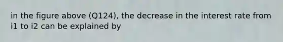 in the figure above (Q124), the decrease in the interest rate from i1 to i2 can be explained by