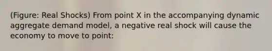 (Figure: Real Shocks) From point X in the accompanying dynamic aggregate demand model, a negative real shock will cause the economy to move to point: