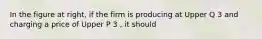 In the figure at​ right, if the firm is producing at Upper Q 3 and charging a price of Upper P 3 ​, it should